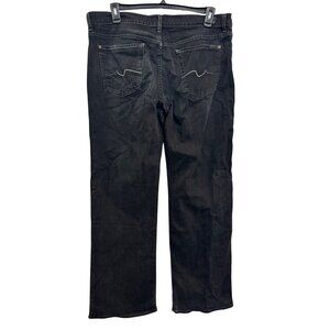 7 For All Mankind Mens Straight Button Fly Jeans Size 38 Black Stretch Denim USA